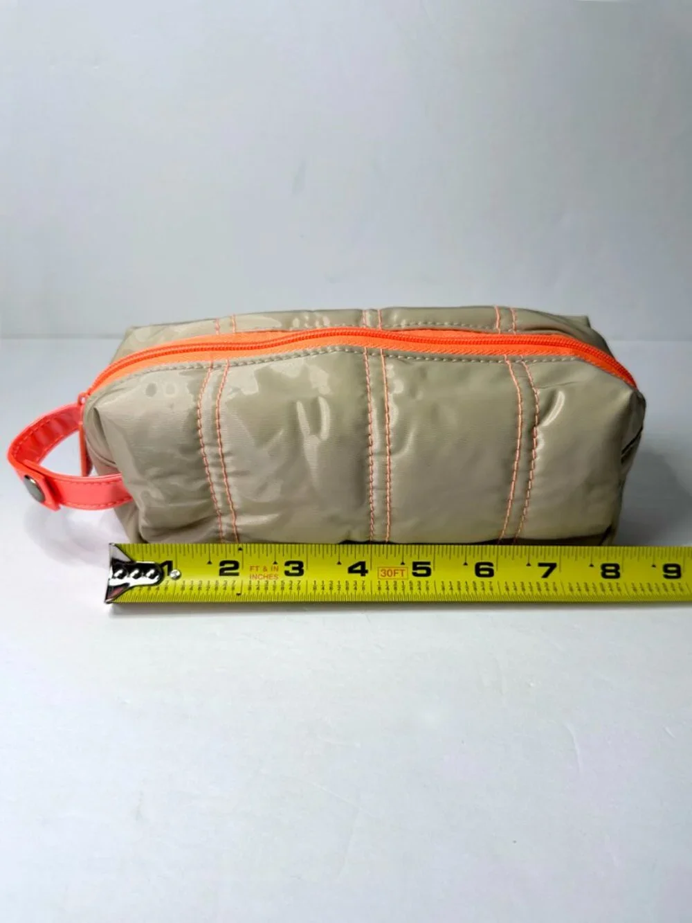 Clinique Beige & Bright Orange Makeup Cosmetic Travel Bag Zip Pouch Case